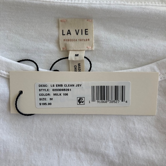 La Vie Rebecca Taylor Long Sleeve Embellished Clean Jersey Top Size M - Picture 8 of 11